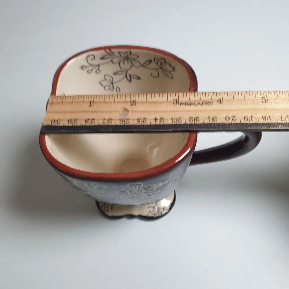 Temptations Tara Floral Lace Black Footed Mug Replacements Collection Coffee Tea